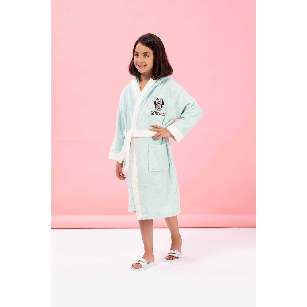 Özdilek Dsny Minnie Heart Çocuk Bornoz Nakışlı Mint 9 - 10 Yaş