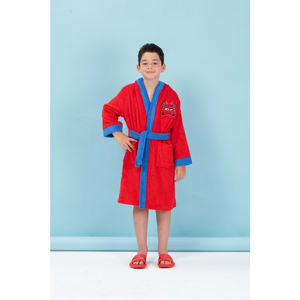 Özdilek Cars Go Nakışlı Disney Lisanslı Kapüşonlu Çocuk Bornozu Kırmızı 9/10 Yaş