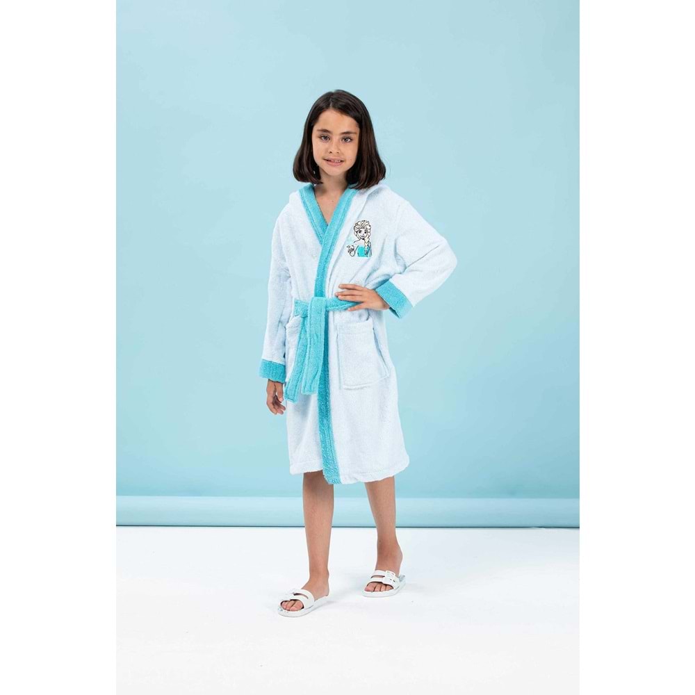 Özdilek Dsny Frozen Snowflake Çocuk Bornoz Nakışlı Mavi 7-8 Yaş