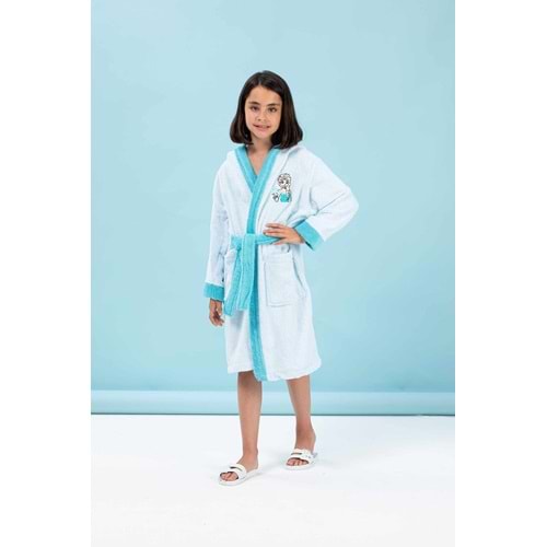 Özdilek Dsny Frozen Snowflake Çocuk Bornoz Nakışlı Mavi 9-10 Yaş