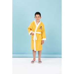 Özdilek Mickey Mouse Happy Nakışlı Disney Lisanslı Kapüşonlu Çocuk Bornozu Sarı 7/8 Yaş