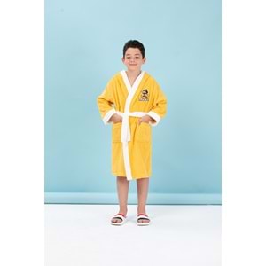 Özdilek Mickey Mouse Happy Nakışlı Disney Lisanslı Kapüşonlu Çocuk Bornozu Sarı 7/8 Yaş