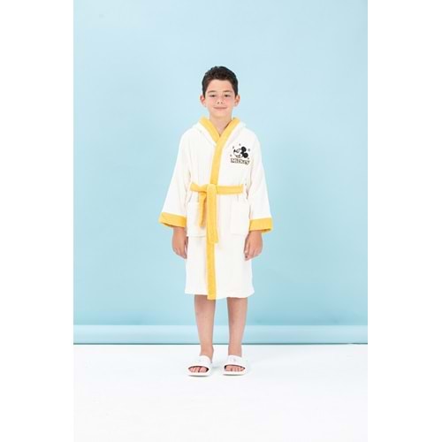 Özdilek Dsny Mickey M.Star Çocuk Bornoz Nakışlı Krem 5 - 6 Yaş