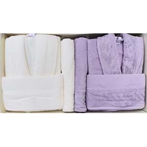 Özdilek Ruby Aile Bornoz Seti Krem Mürdüm