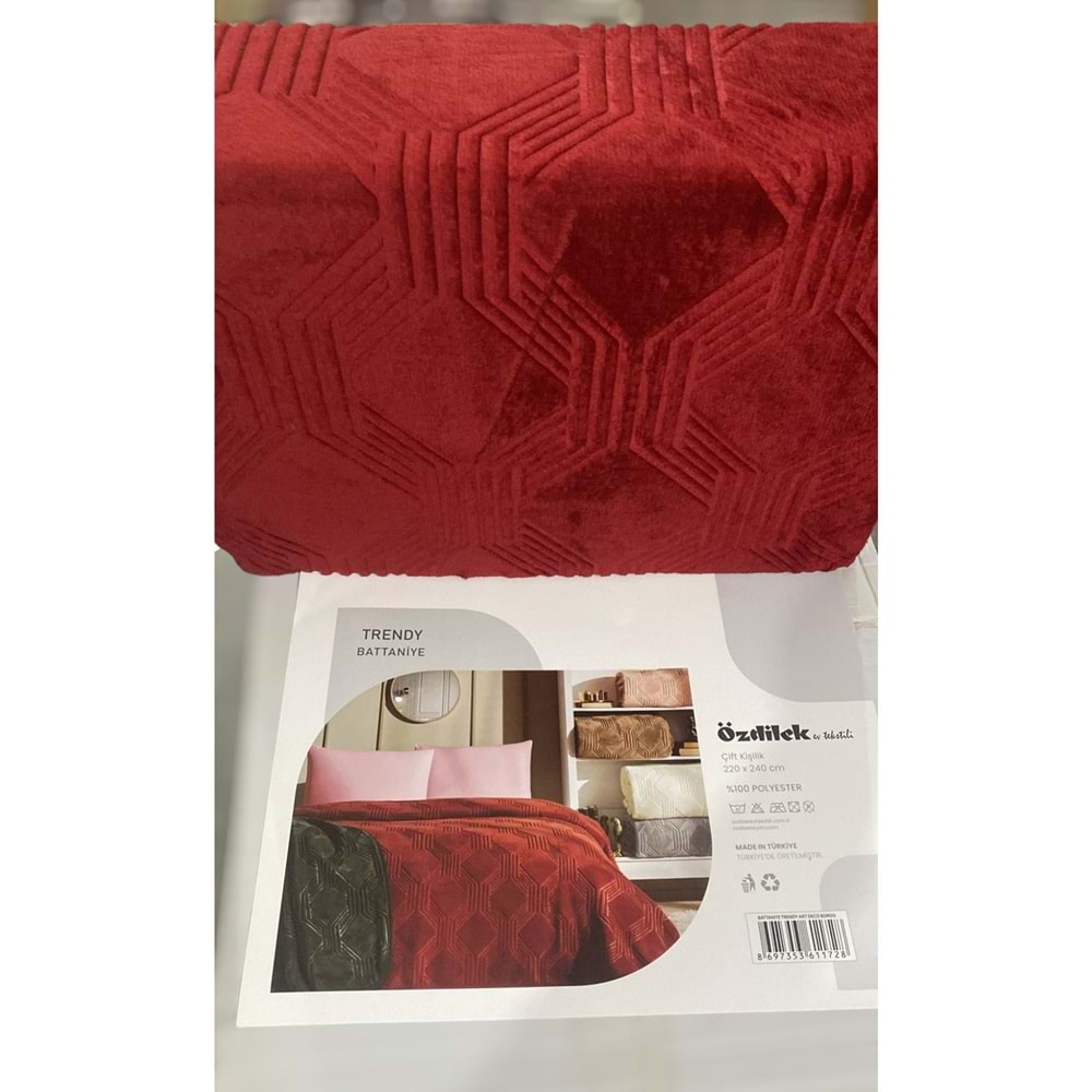 Özdilek Tek Kişilik Battaniye Trendy Art Deco Bordo