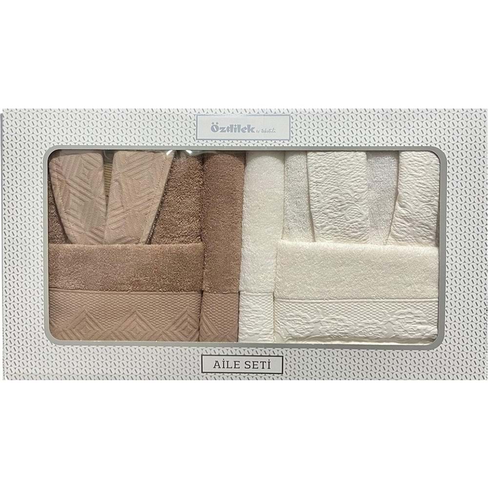 Özdilek Azura Aile Bornoz Seti Kahve Krem