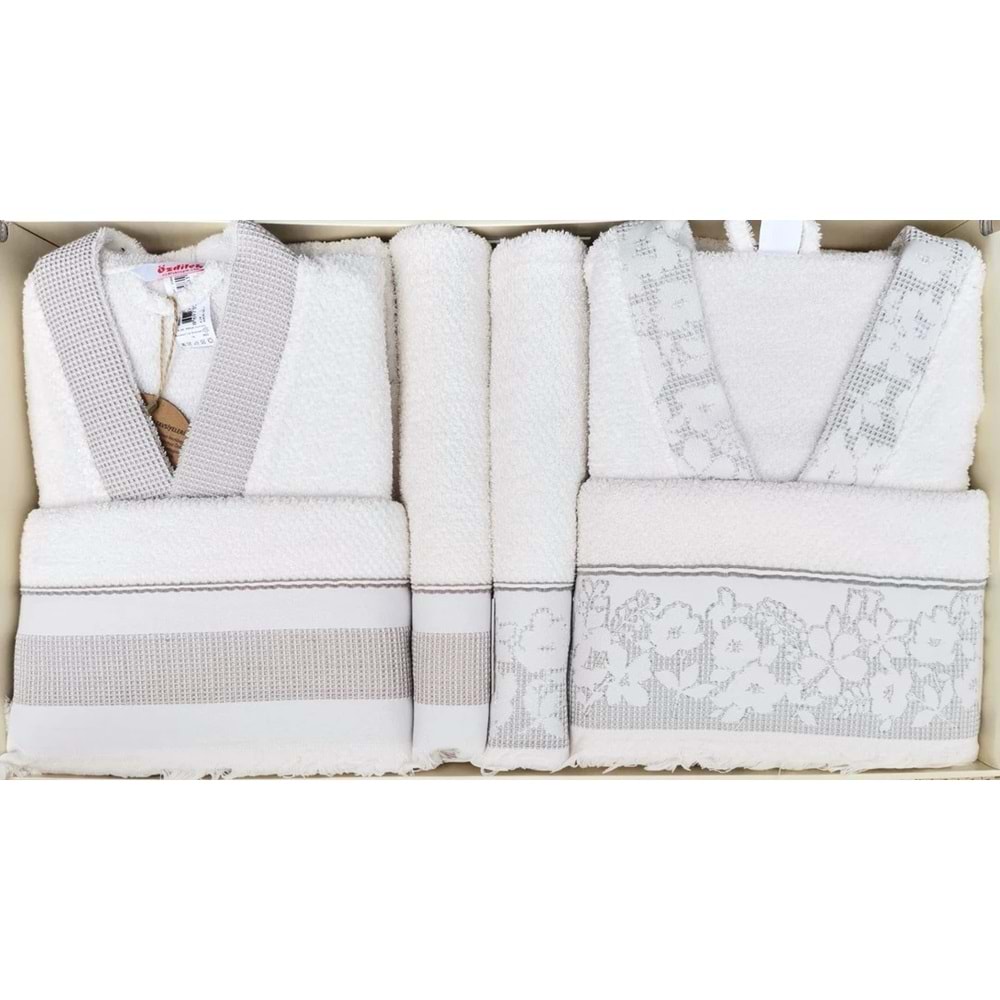 Özdilek Romantic Touch Aile Bornoz Seti Bej Krem